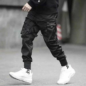 Techwear Matte Black Pants Relaxed Fit Streetwear